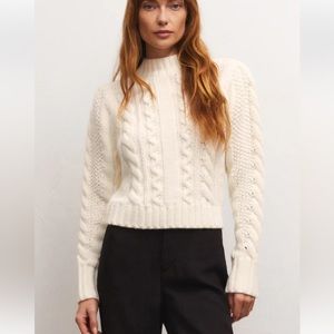 Z Supply White Cable Knit Sweater